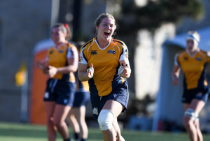 UVIC Vikes Larah Wright celebrates