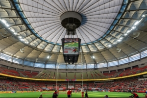 A general shot looking at the videotron at BC Place during the HSBC Canada Sevens