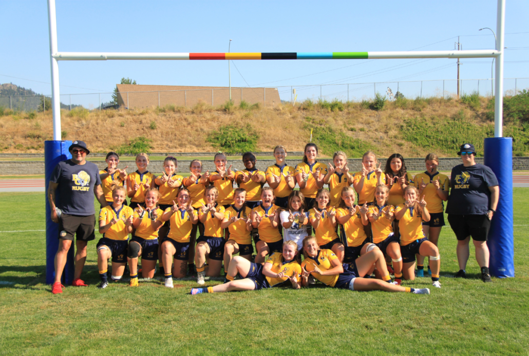 BC Bears U16 Girls Team poses for a photo underneath the posts