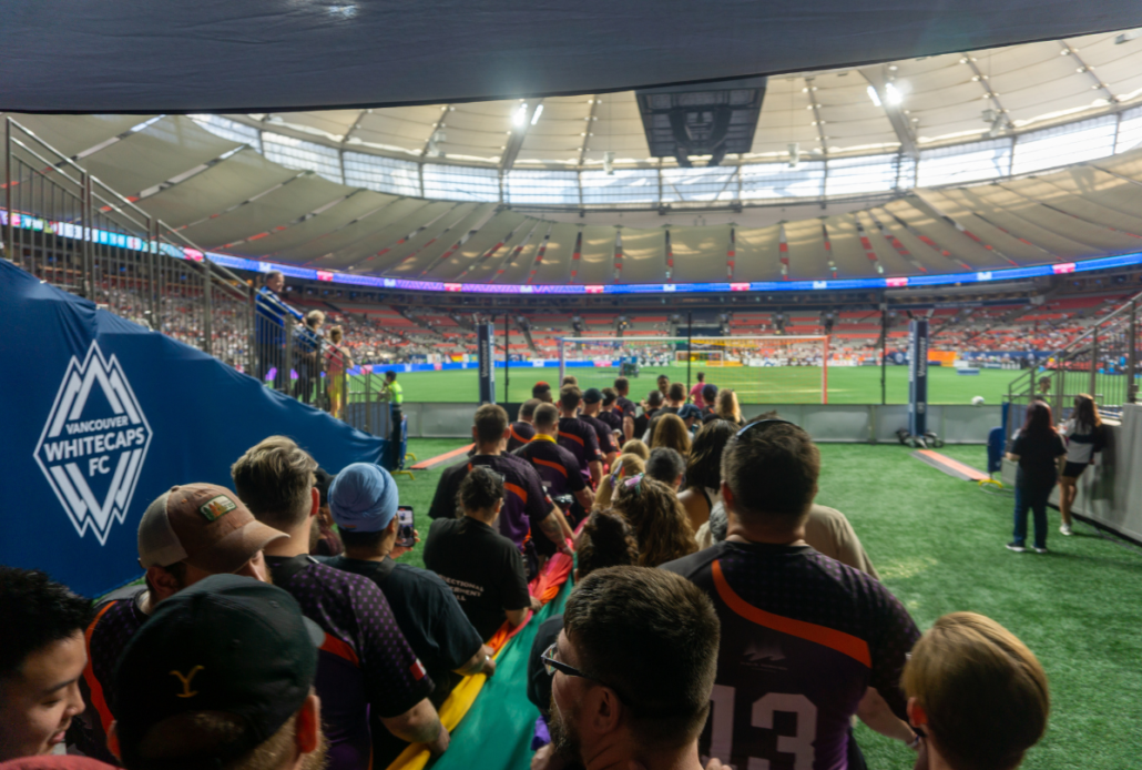 The Vancouver Rogues walk out onto BC Place field