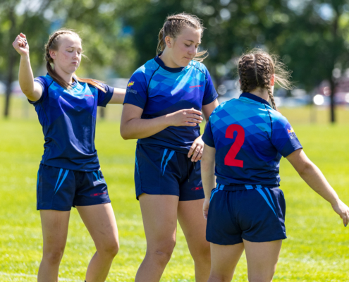 Girls dance ahead of the 2022 BC Summer Games Rugby competition