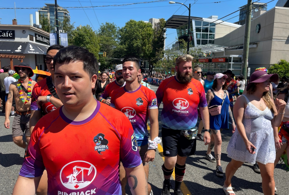 The Vancouver Rogues team marches in the 2022 Vancouver Pride Parade