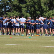 The Rugby Canada U20 squad huddles during training
