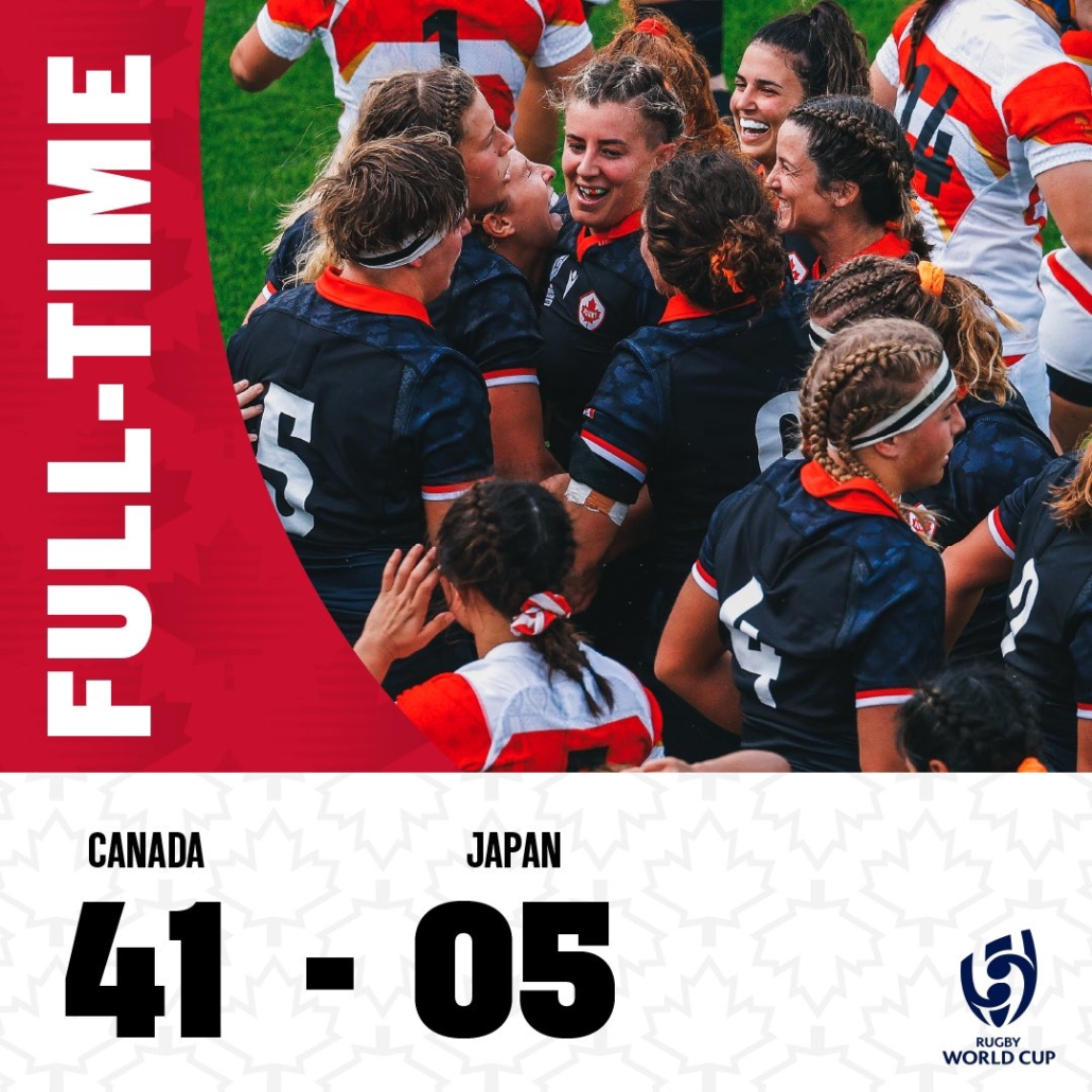 A graphic depicting Canada's 41-05 Pool B win over Japan at the 2021 Rugby World Cup