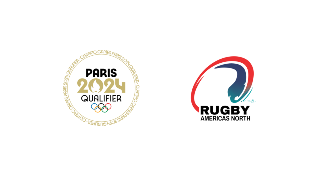 A logo lock featuring the Paris 2024 Olympic logo and the Rugby Americas North logo
