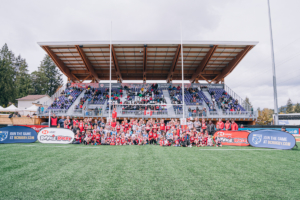 Rookie Rugby Members pose for a photo during the 2022 HSBC Canada Women's Sevens in Langford