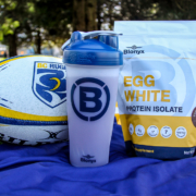 A general shot of Blonyx products alongside a BC Rugby ball
