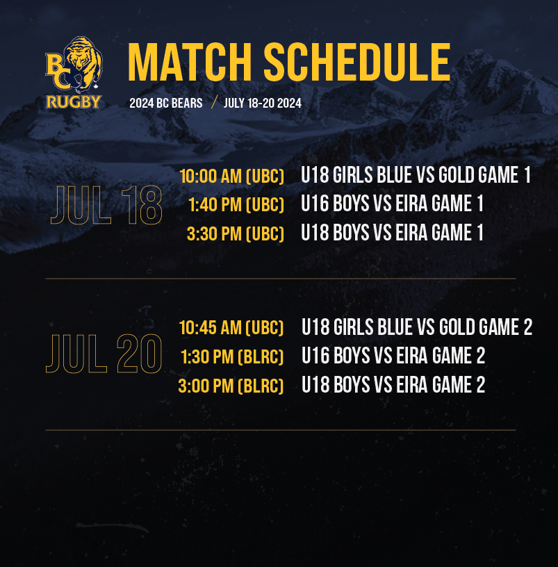 2024 BC Bears Match Schedule