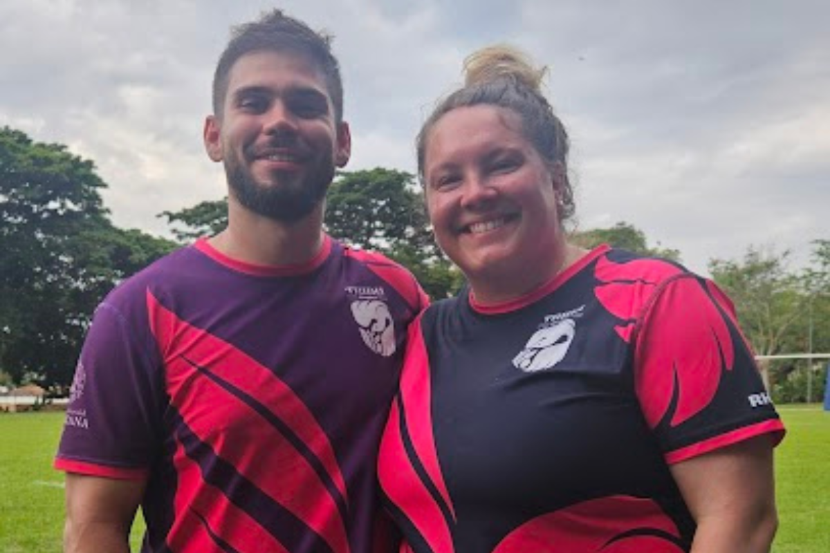 Members of Elk Valley Bulls with Tribu Rugby in Columbia