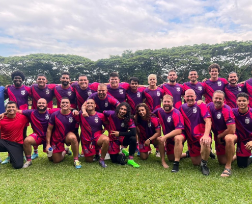 Members of Elk Valley Bulls with Tribu Rugby in Columbia