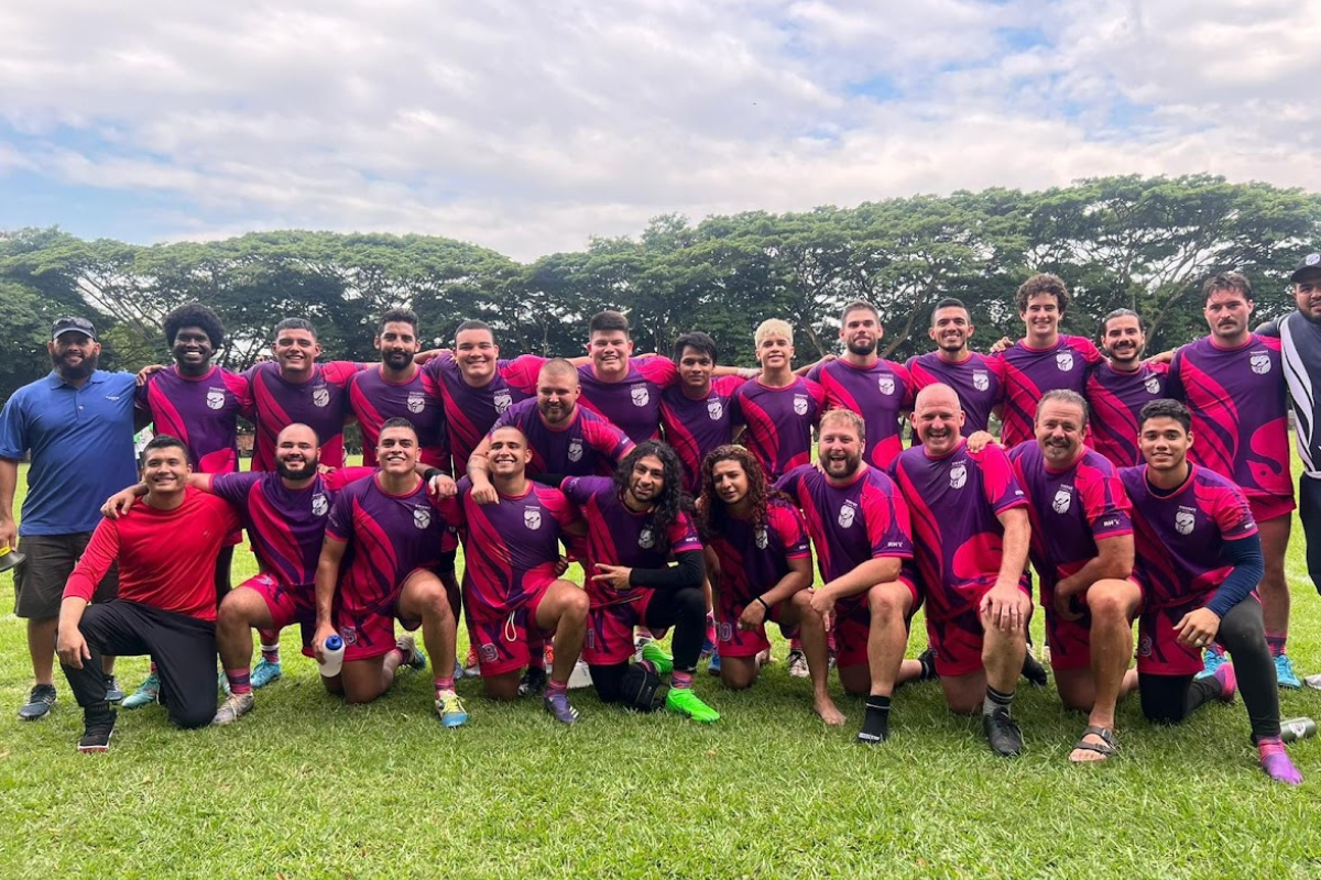 Members of Elk Valley Bulls with Tribu Rugby in Columbia