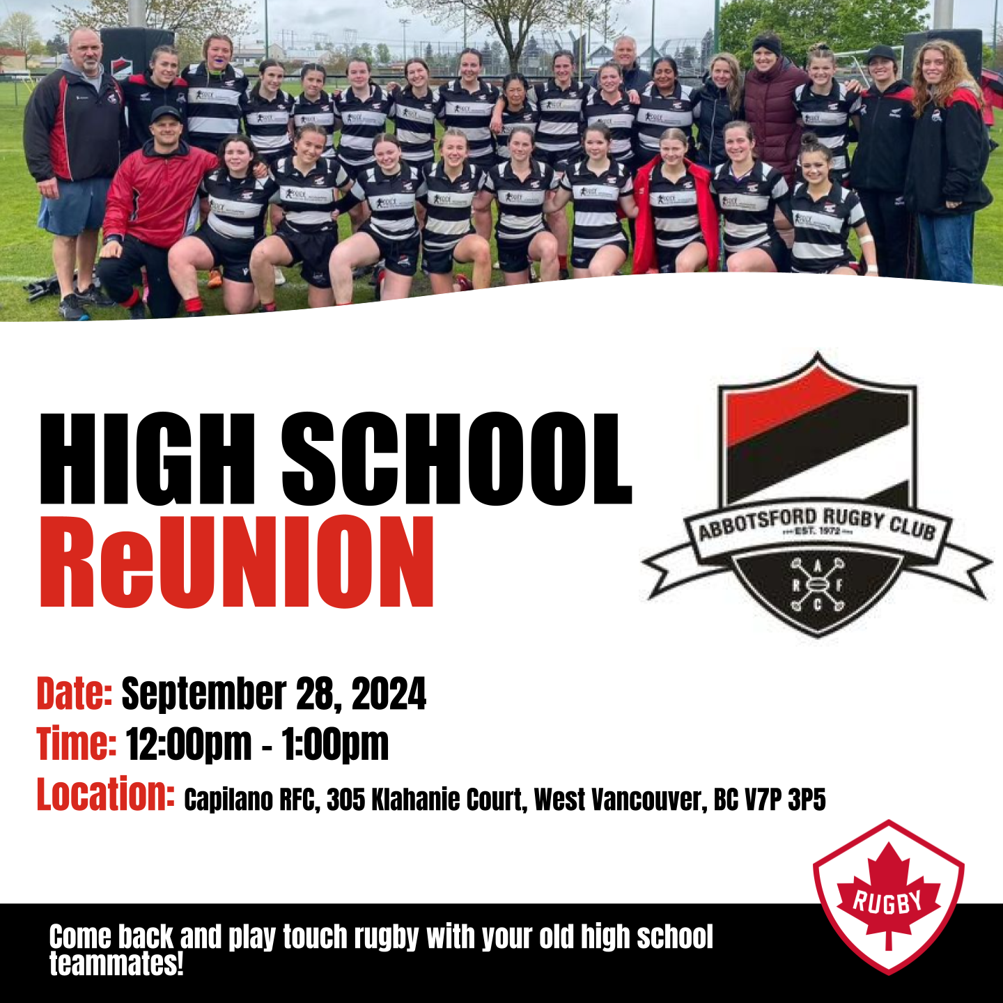 Rugby Canada Graphic for High School ReUNION