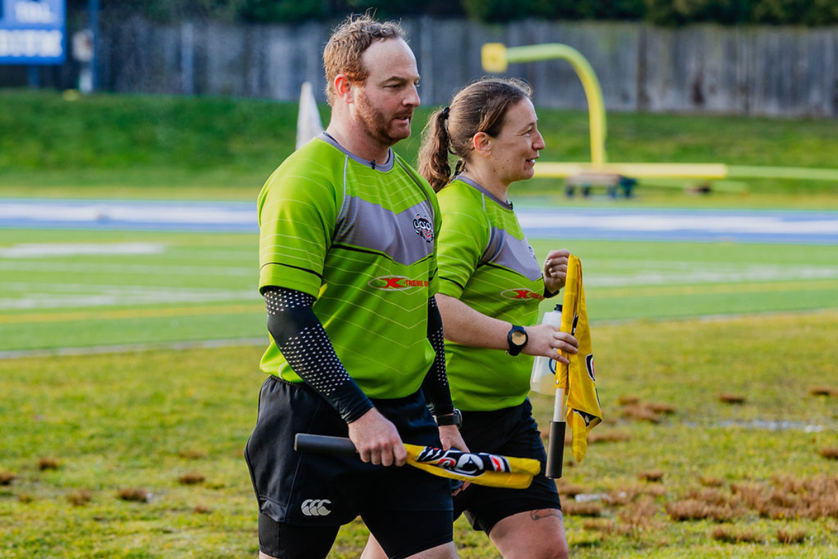 Officials walk off the field at the 2023 BC Rugby Age-Grade Finals