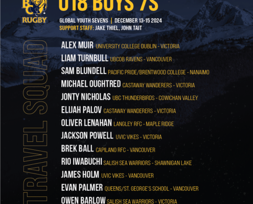 2024 BC Bears U18 Boys 7s Global Youth Sevens Travel Squad Graphic