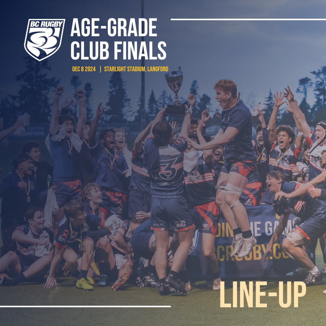 Graphic - 2024 BC Rugby Age-Grade Club Finals Line-Up Graphic