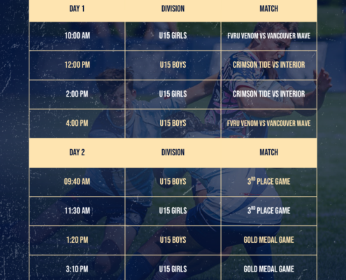 2025 PRCs Schedule - U15 Divisions